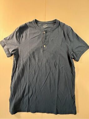 J. Crew Men's Short-Sleeve Henley in Dark Blue